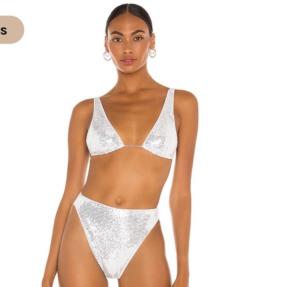 Oseree Other - Oseree Disco 90’s Bikini Top Only in Silver Revolve